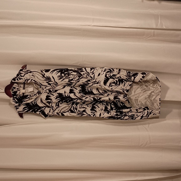 Cynthia Rowley tropical dress black with white flowers. Large. Linen&Vis… - Picture 4 of 8